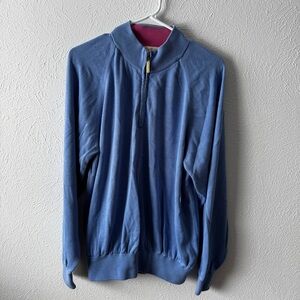 Peter Millar Silk, Cotton, Cashmere Men's Blue Quarter-Zip Sweater